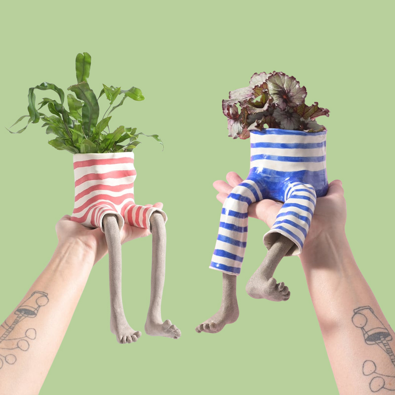1Pcs Novelty Sitting Legs Cera - Plant Parent Pot review and price